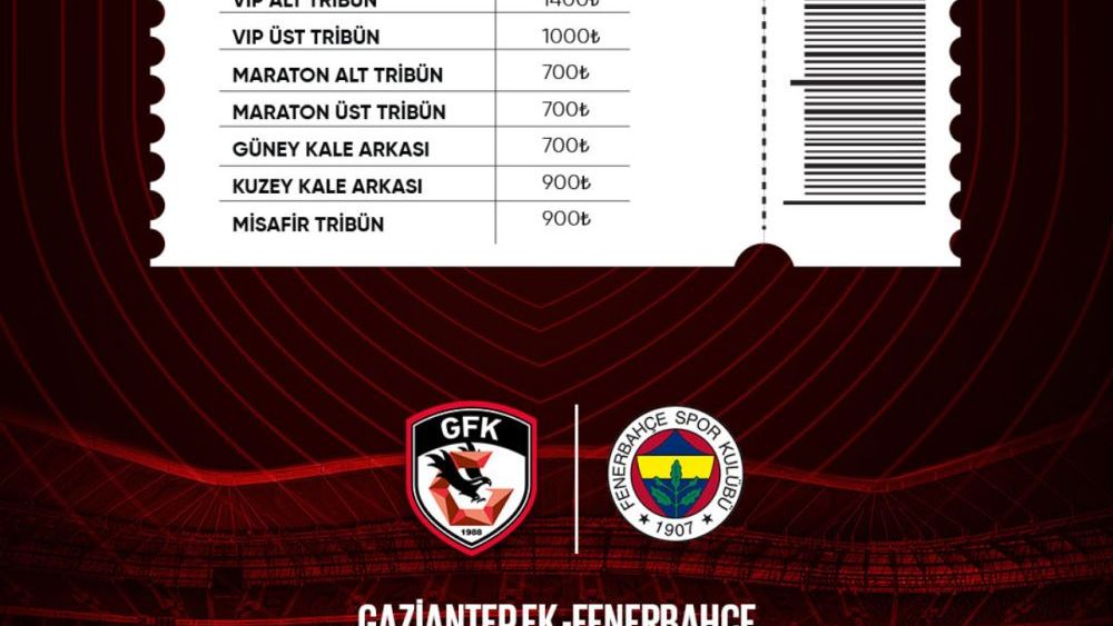 Gaziantep FK-Fenerbahçe maçının biletleri satışta