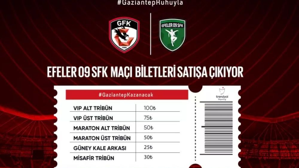 Gaziantep FK'da Kupa maçının biletleri satışa çıktı