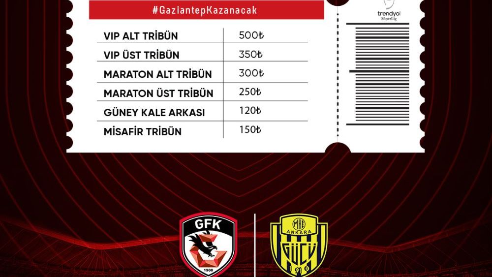 Gaziantep FK-Ankaragücü biletleri satışa çıktı