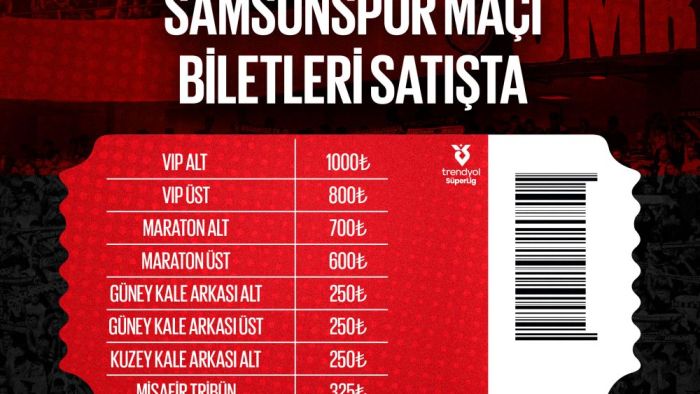 Gaziantep FK-Samsunspor biletleri satışa çıktı