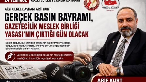 Başkan Arif Kurt; “Gazeteciliğin Geleceği İçin Meslek Birliği Yasası Şart”